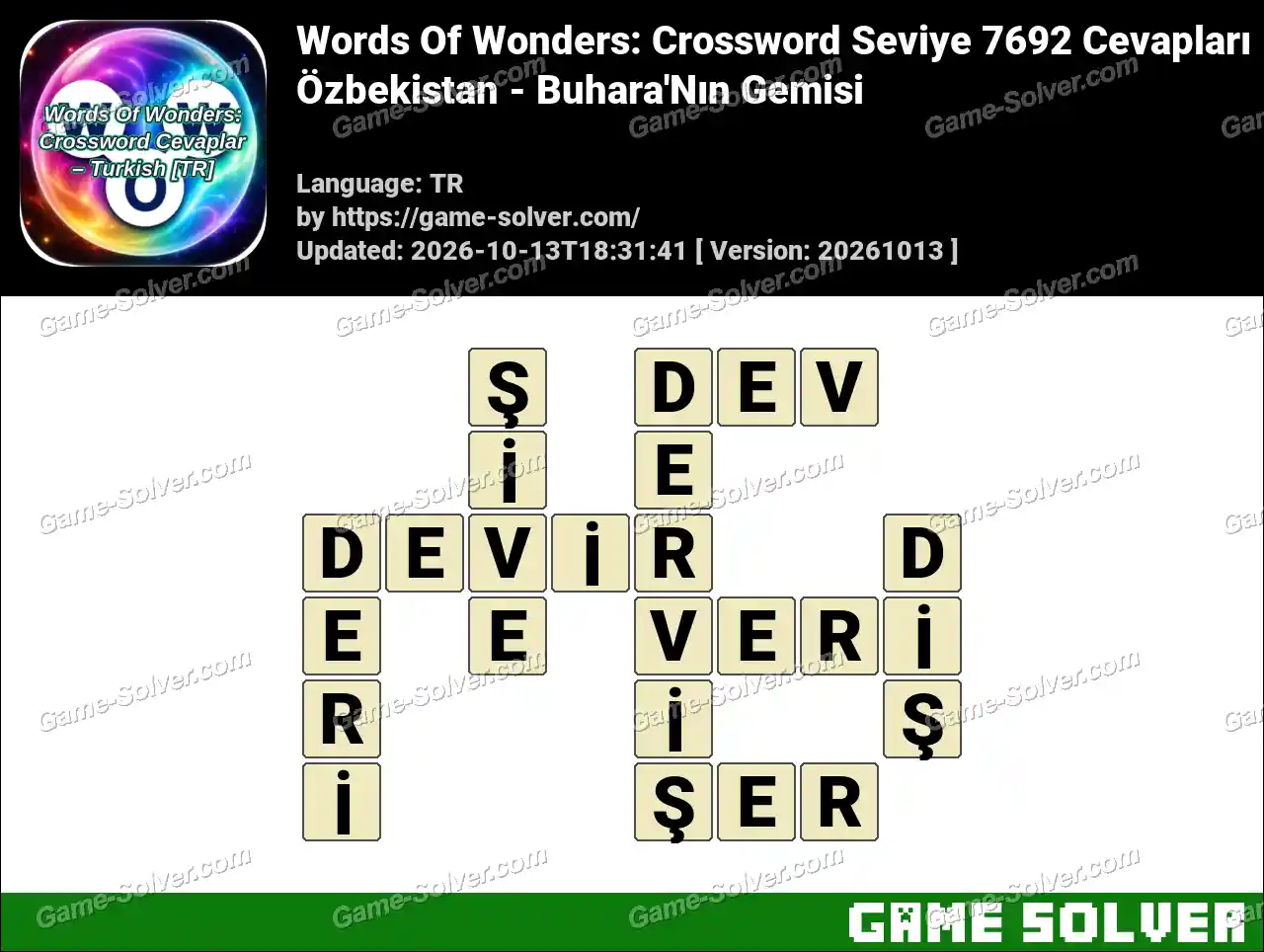 Words Of Wonders: Crossword Seviye 7692 Cevapları – Özbekistan – Buhara’Nın Gemisi
